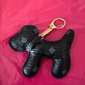 MCM Black Dog Bag Charm, Like New